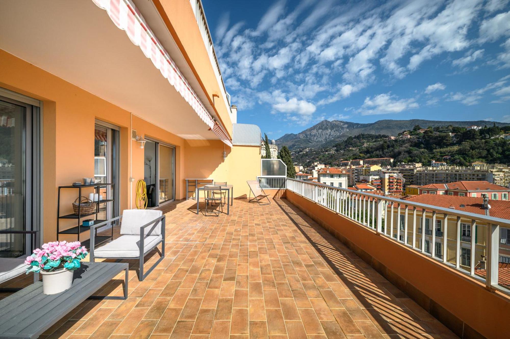 'L'Alicante Proche' Gare, Terrasse, Vue Mer マントン エクステリア 写真